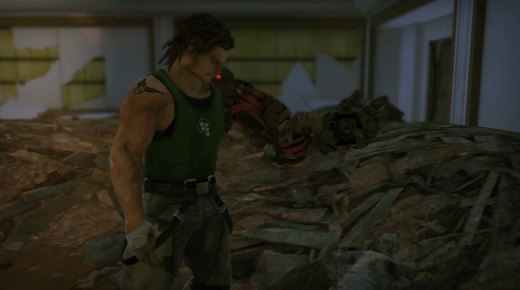 Cutscene of you being reunited with your bionic arm